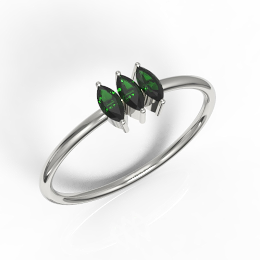 Minimalist Dainty Gold Trinity Marquise CZ Ring - Picture 1 of 2